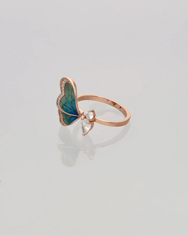 Butterfly Adjustable Ring in 92.5 Silver