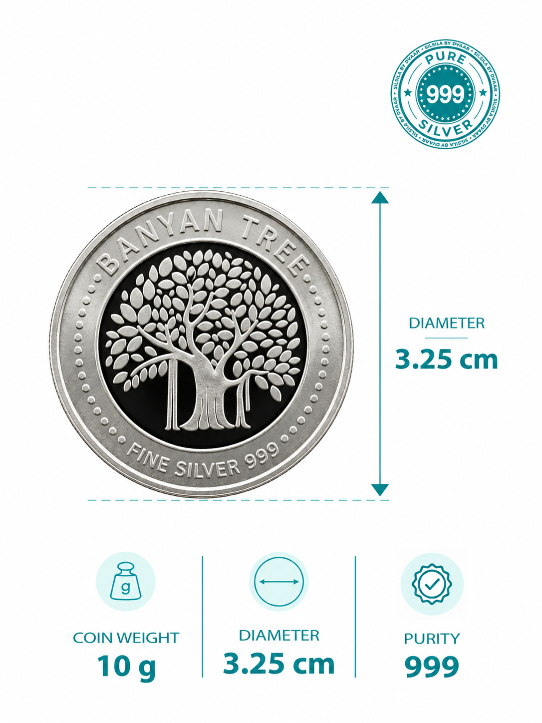 Banyan Tree Round 10g Coin in 999 Silver