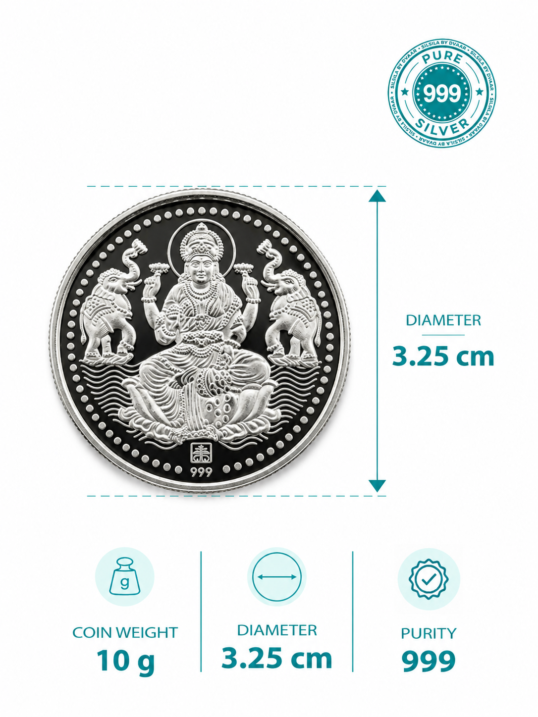 Gaja Lakshmi 20g Coin in 999 Silver