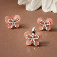 Rosy Bow Set in 92.5 Silver