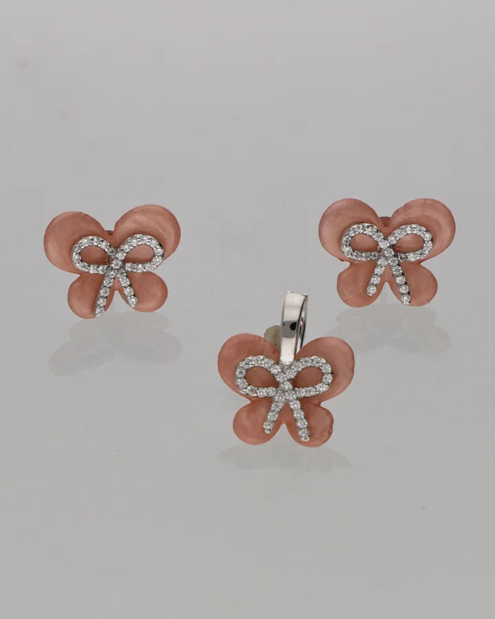 Rosy Bow Set in 92.5 Silver