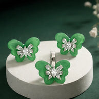 Emerald Flutter Set in 92.5 Silver