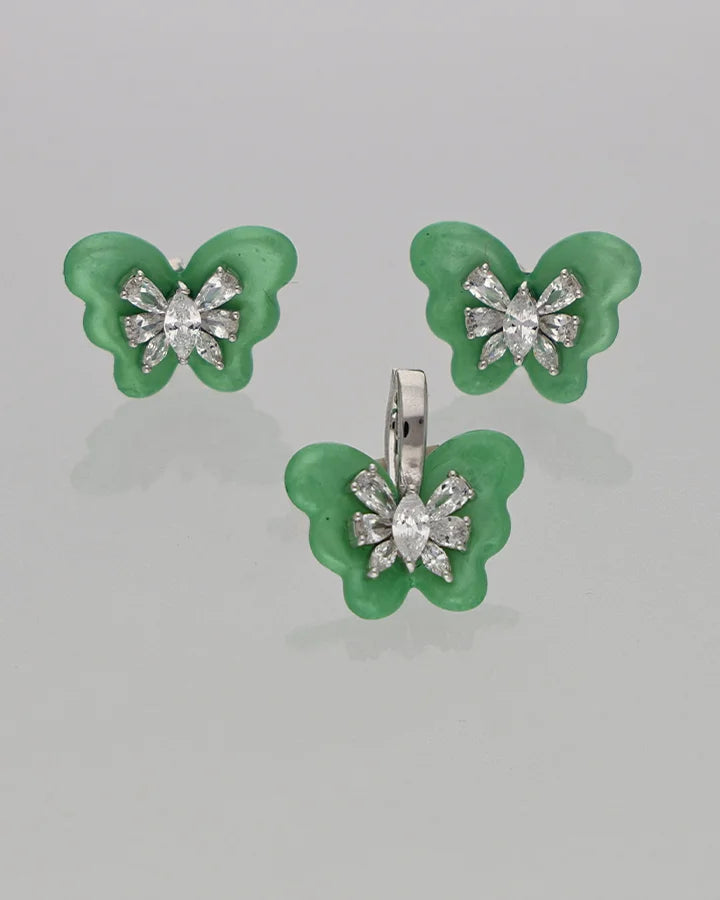 Emerald Flutter Set in 92.5 Silver