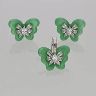 Emerald Flutter Set in 92.5 Silver
