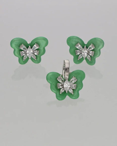 Emerald Flutter Set in 92.5 Silver