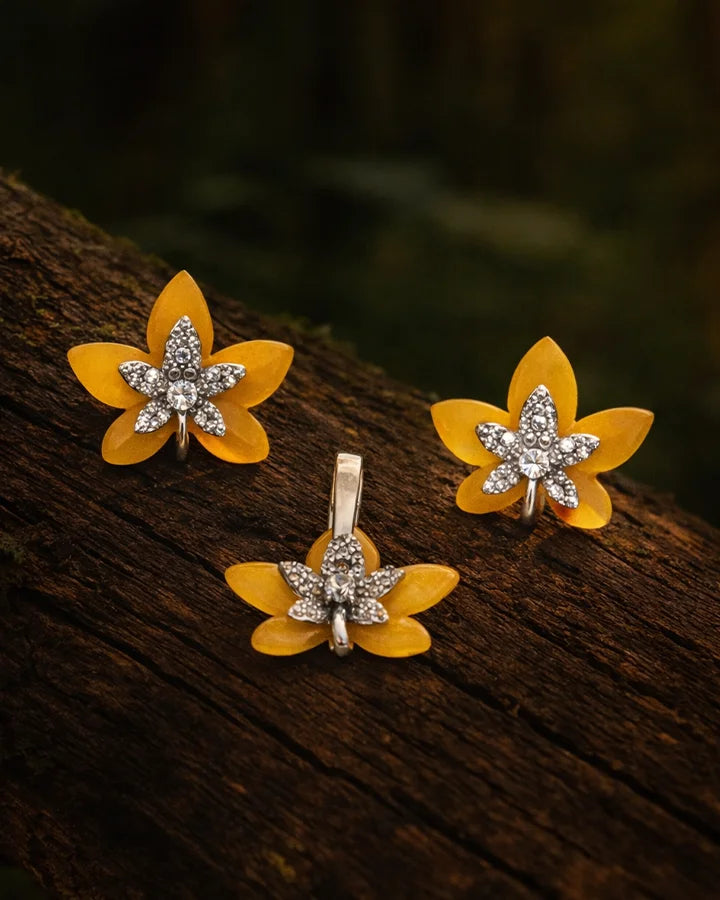 Golden Bloom Set in 92.5 Silver