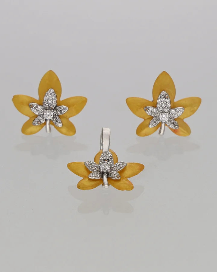 Golden Bloom Set in 92.5 Silver