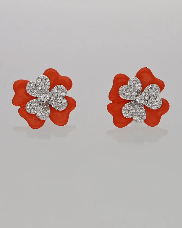 Crimson Flora Set in 92.5 Silver