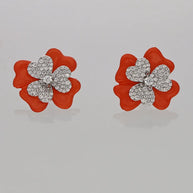 Crimson Flora Set in 92.5 Silver