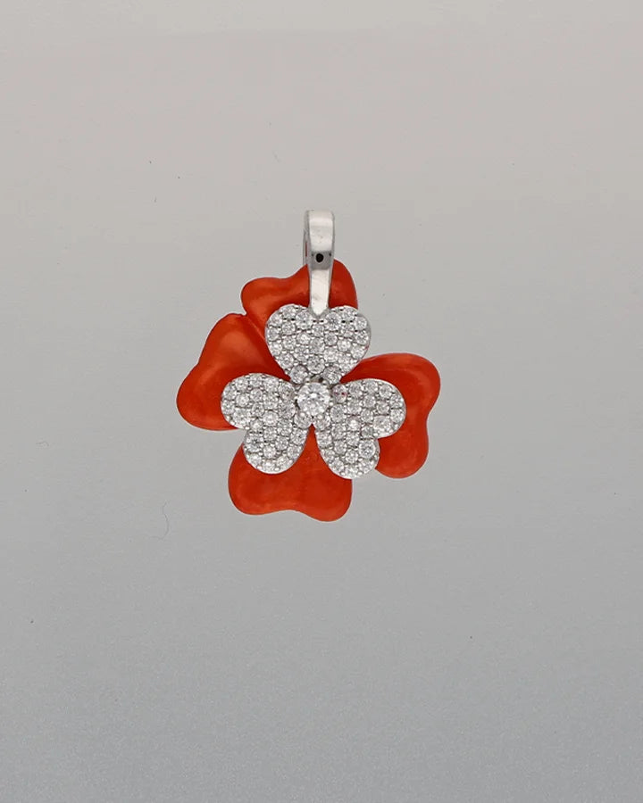 Crimson Flora Set in 92.5 Silver