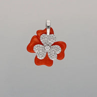 Crimson Flora Set in 92.5 Silver