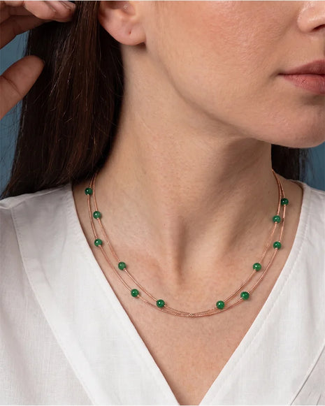 Emerald Aura Necklace in 92.5 Silver