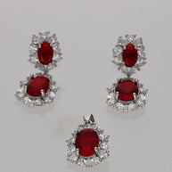 Ruby Drop Set in 92.5 Silver