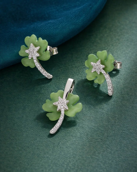 Flora Mint Set in 92.5 Silver