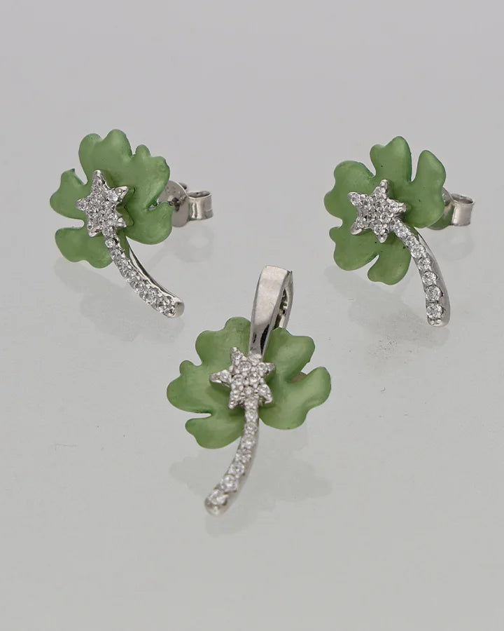 Flora Mint Set in 92.5 Silver