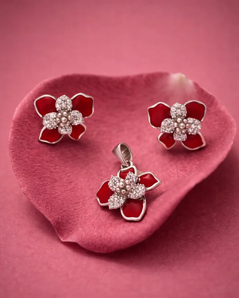 Flora Rouge Set in 92.5 Silver