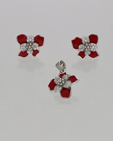 Flora Rouge Set in 92.5 Silver