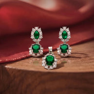 Emerald Drop Set in 92.5 Silver