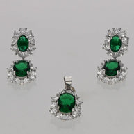 Emerald Drop Set in 92.5 Silver
