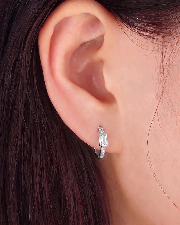 Crystal Hoop Earrings in 92.5 Silver