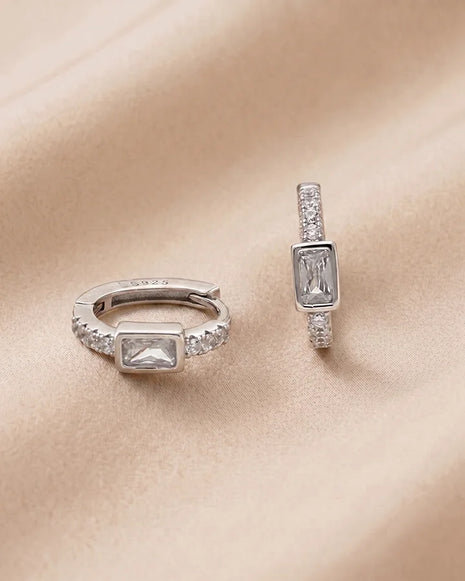 Crystal Hoop Earrings in 92.5 Silver