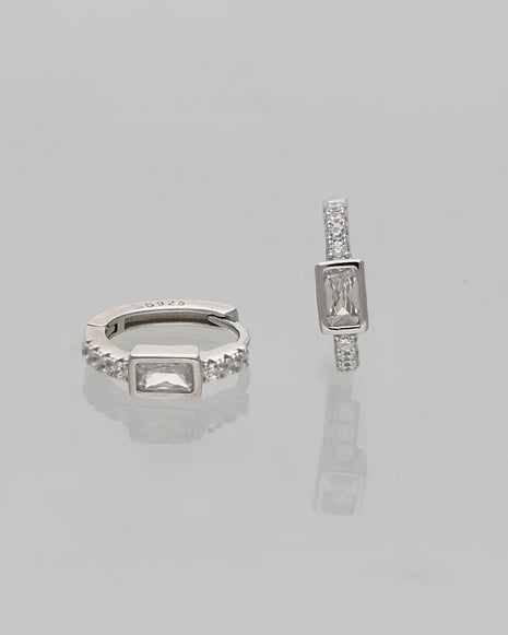Crystal Hoop Earrings in 92.5 Silver