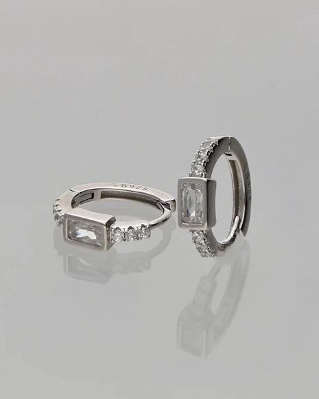 Crystal Hoop Earrings in 92.5 Silver