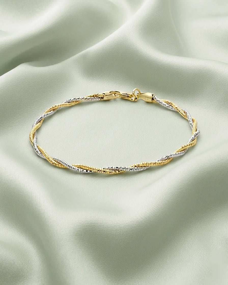 Dual Tone Rope Bracelet in 92.5 Silver
