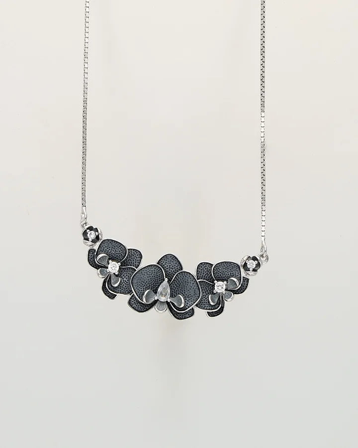 Grey Floral CharmDuo in 92.5 Silver