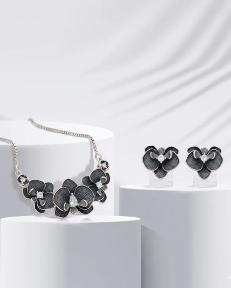 Grey Floral CharmDuo in 92.5 Silver