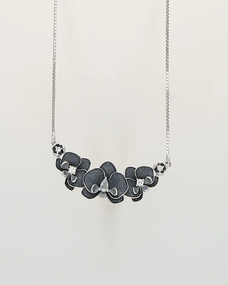Grey Floral CharmDuo in 92.5 Silver