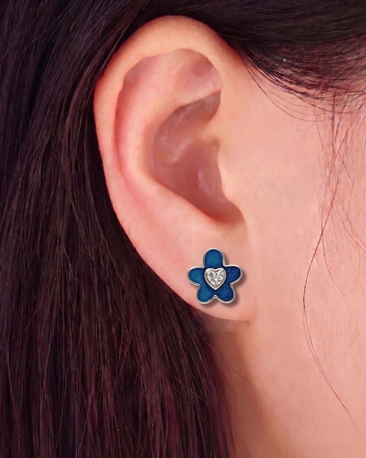 Blue Aura Studs in 92.5 Silver