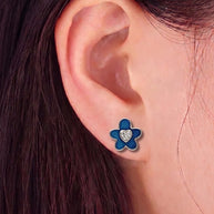 Blue Aura Studs in 92.5 Silver