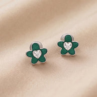 Green Flora Studs in 92.5 Silver