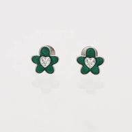 Green Flora Studs in 92.5 Silver