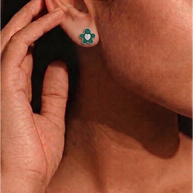 Green Flora Studs in 92.5 Silver