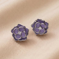 Purple Flora Studs in 92.5 Silver