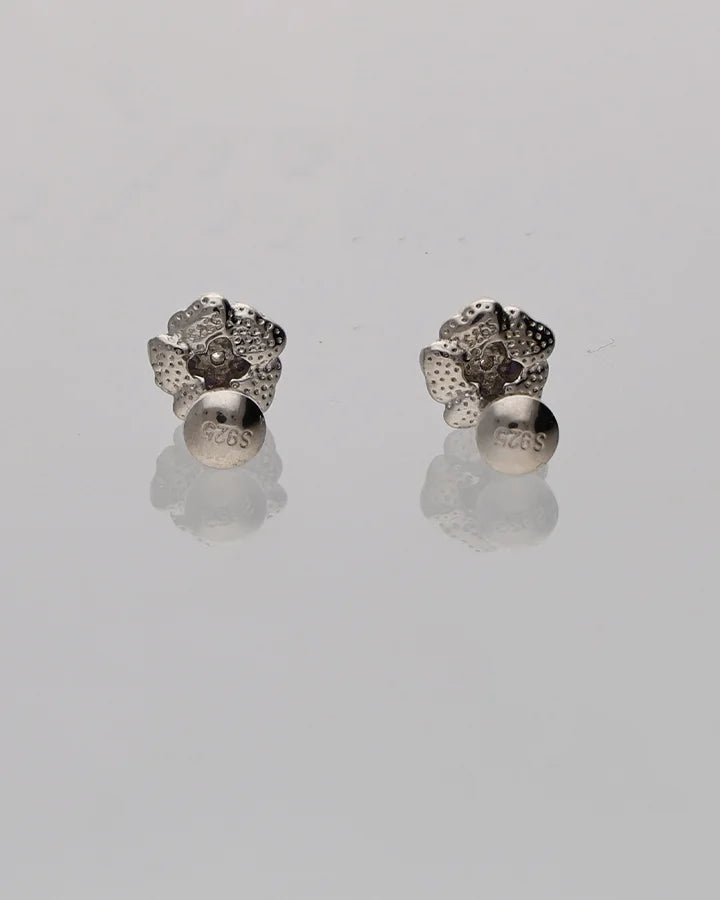 Purple Flora Studs in 92.5 Silver
