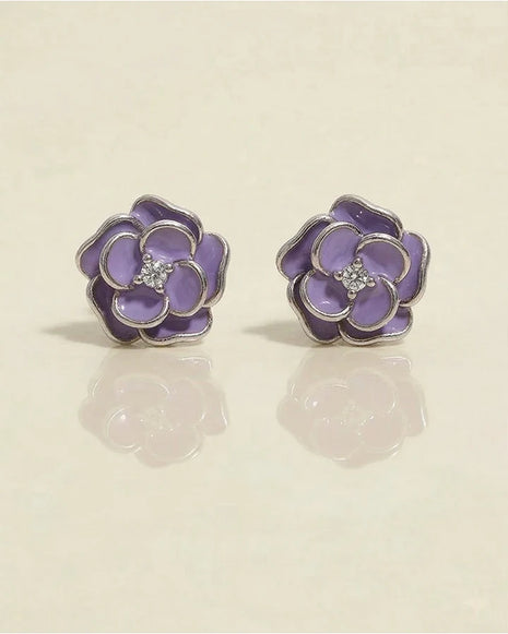 Purple Flora Studs in 92.5 Silver