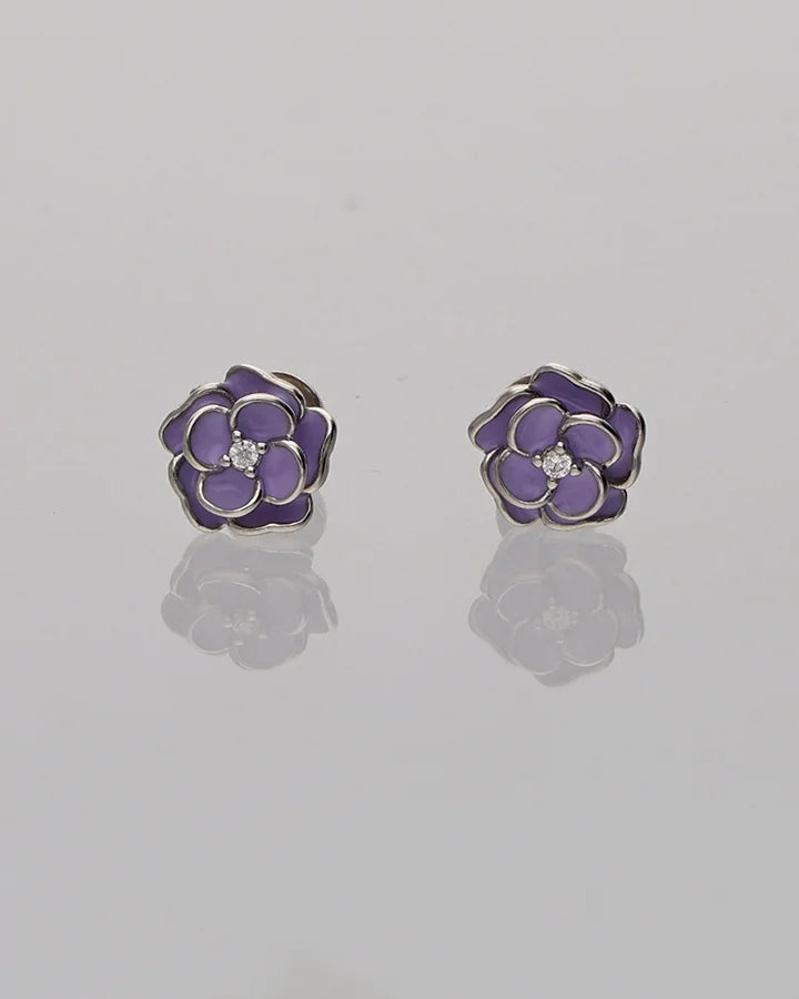 Purple Flora Studs in 92.5 Silver