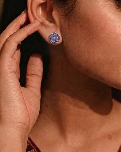Purple Flora Studs in 92.5 Silver