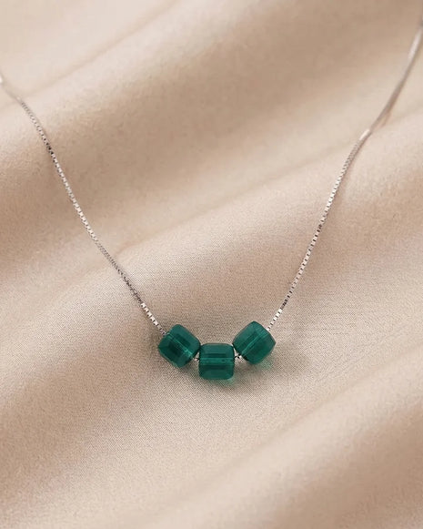 Green Crystal chain  in 92.5 Silver