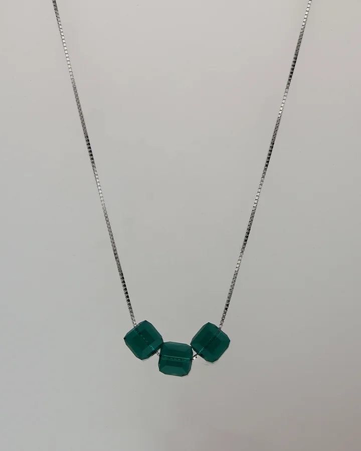 Green Crystal chain  in 92.5 Silver