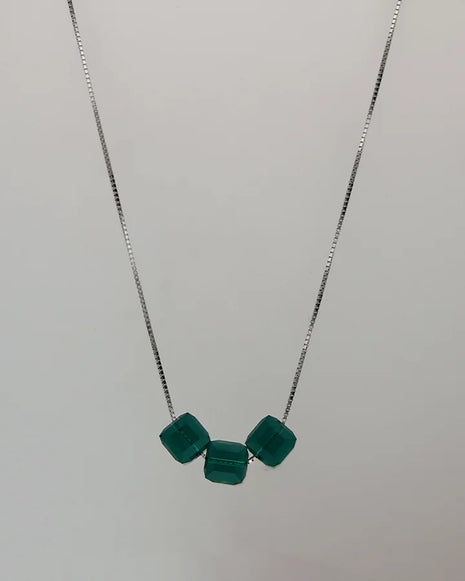Green Crystal chain  in 92.5 Silver