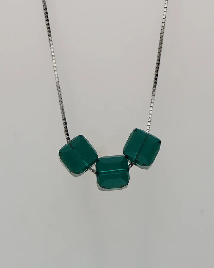 Green Crystal chain  in 92.5 Silver