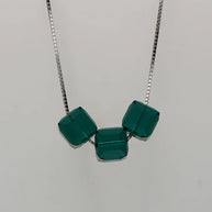 Green Crystal chain  in 92.5 Silver