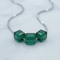 Green Crystal chain  in 92.5 Silver