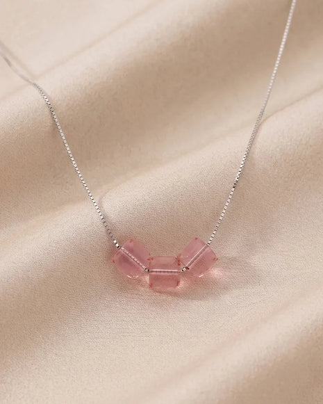 Pink Crysrtal Chain  in 92.5 Silver