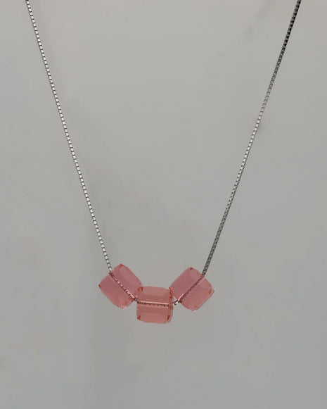 Pink Crysrtal Chain  in 92.5 Silver