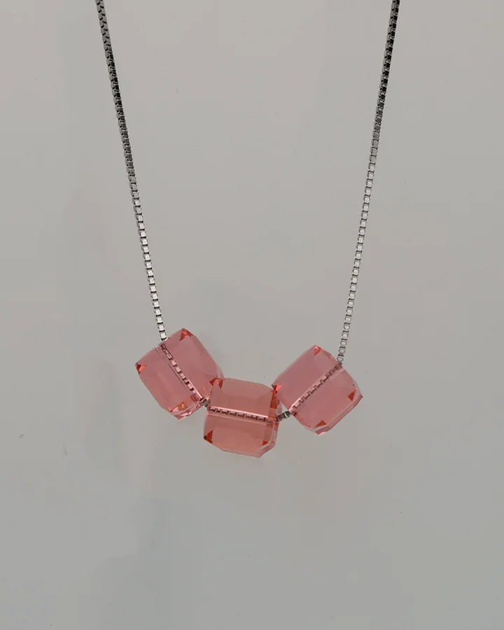 Pink Crysrtal Chain  in 92.5 Silver